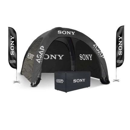 3 pcs Canopy Wall + Feather Flags + Table Cover + Inflatable Hot Tent 13x13ft