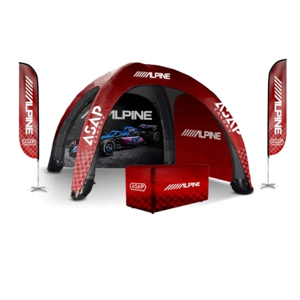 Table Cover + Feather Flags + 2 pcs Canopy Wall + 13x13ft Air Inflatable Dome Tent