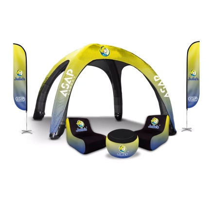 Feather Flags + 2 Air Chair & 1 Table + Commercial Inflatable Tents 16x16ft