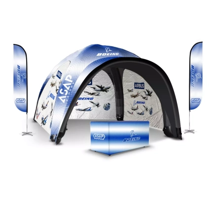 3 pcs Canopy Wall + Feather Flags + Table Cover + Inflatable Party Tents 16x16ft With Awning