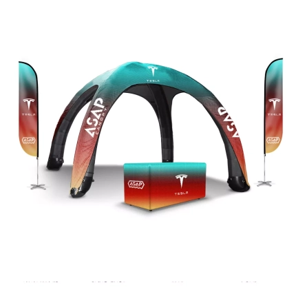 Feather Flags + Table Cover + 16x16ft Inflatable Tent Optional Walls