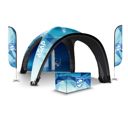 Feather Flags + 1 pc Canopy Wall + Table Cover + 20x20ft Inflatable Tent Full Bleed With Awning