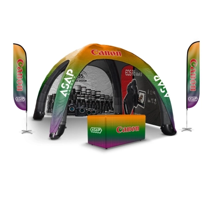 Table Cover + Feather Flags + 2 pcs Canopy Wall + 20x20ft Inflating Tent