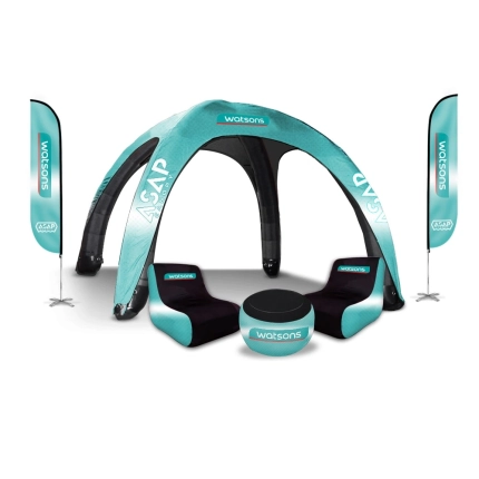 Feather Flags + 2 Air Chair & 1 Table + 23x23ft Inflatable Canopy Line Custom