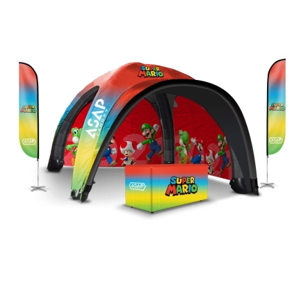 Table Cover + Feather Flags + 2 pcs Canopy Wall + 23x23ft Inflatable Tent With Awning